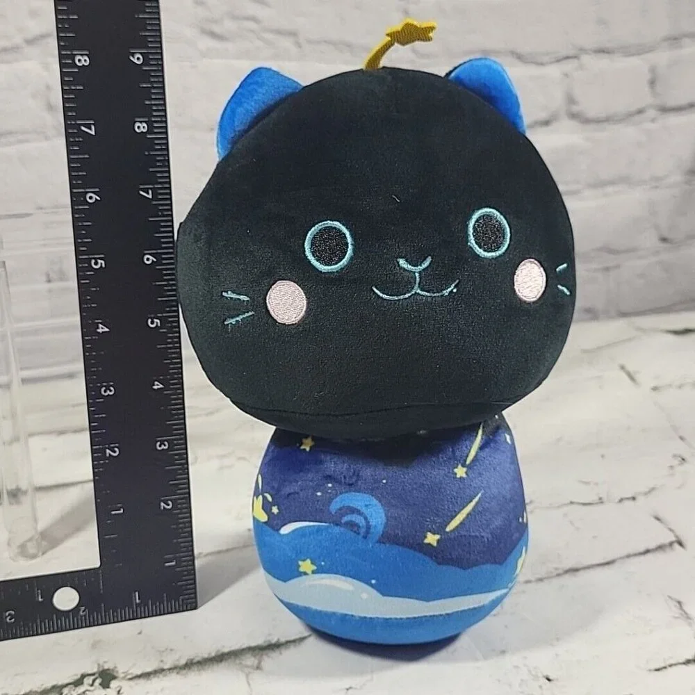 Mewaii 8‎ Inch Mushroom Plush Cute Black Cat Plush Pillow Soft Plushies Squish
